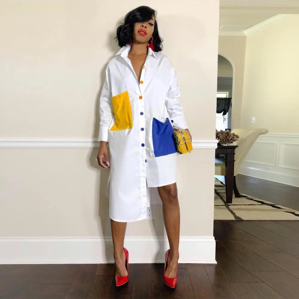 ColorBlock Shirt Dress – Blink Boutique