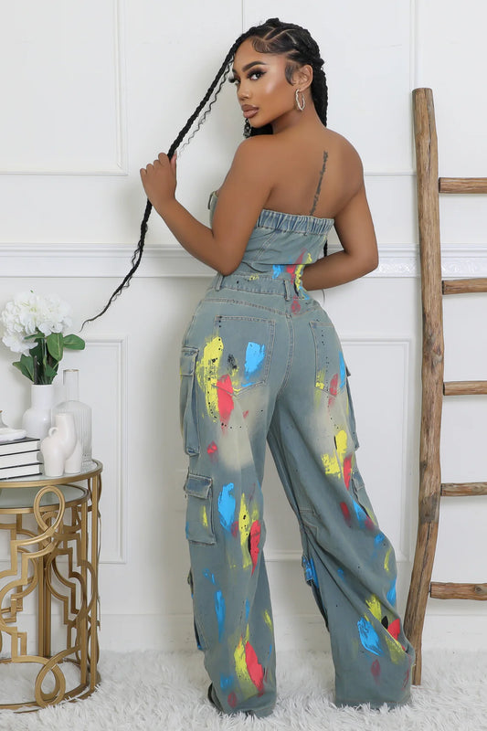 Paint Splash Cargo Jumpsuit