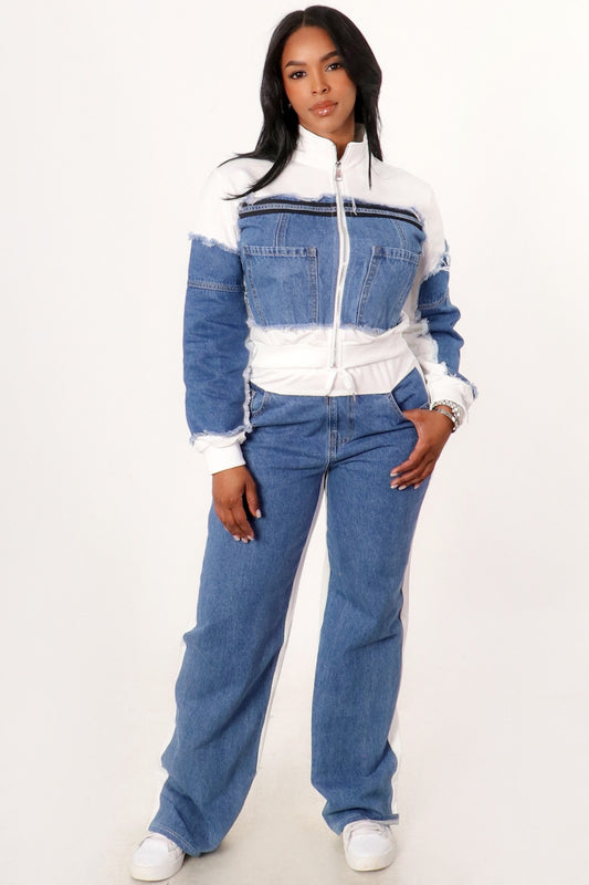 Denim Contrast 2pc Set